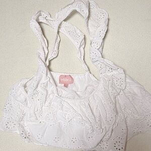 Show Me Your MuMu White Eyelet Crop Top